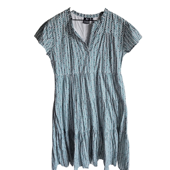 Madison Mathews Chevron Printed Midi Ankle Length Dress - Picture 1 of 13